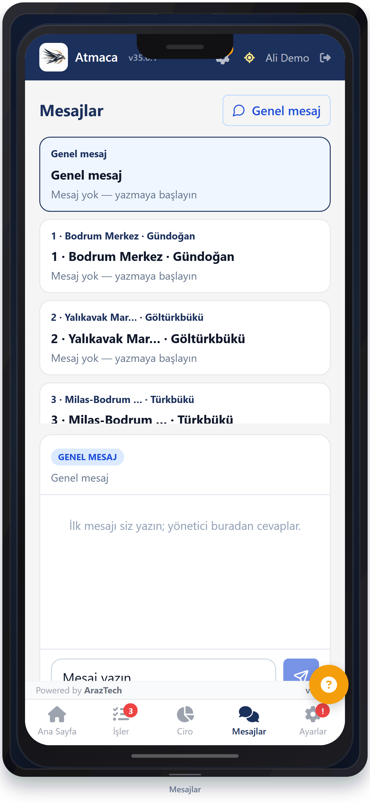 Şoför mesajlar